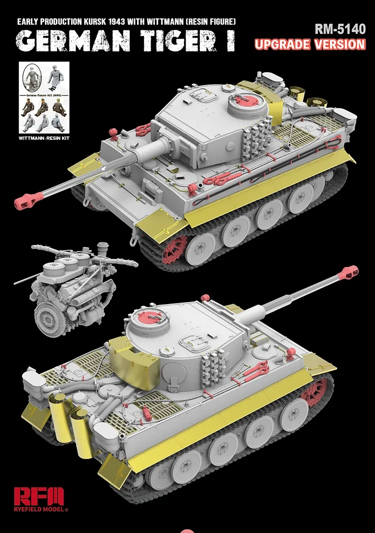 Ryefield modelo Rm-5140 1/35 Tiger I tipo inicial com soldado de resina (versão de atualização) montar kit de modelo de plástico de tanque