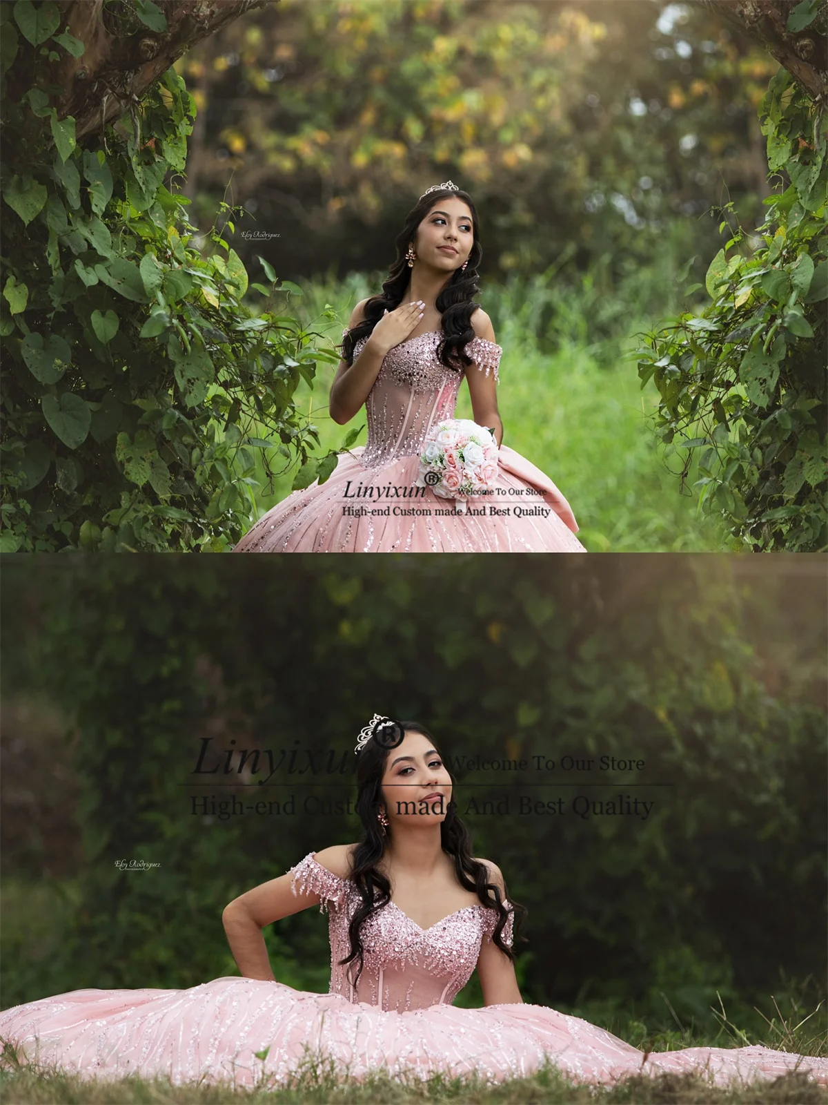 

Блестящие блестки Quinceanera платья с бисером с открытыми плечами сладкое платье 15 16, бальное платье по индивидуальному заказу, платье на день рождения, Vestido De 15 Anos