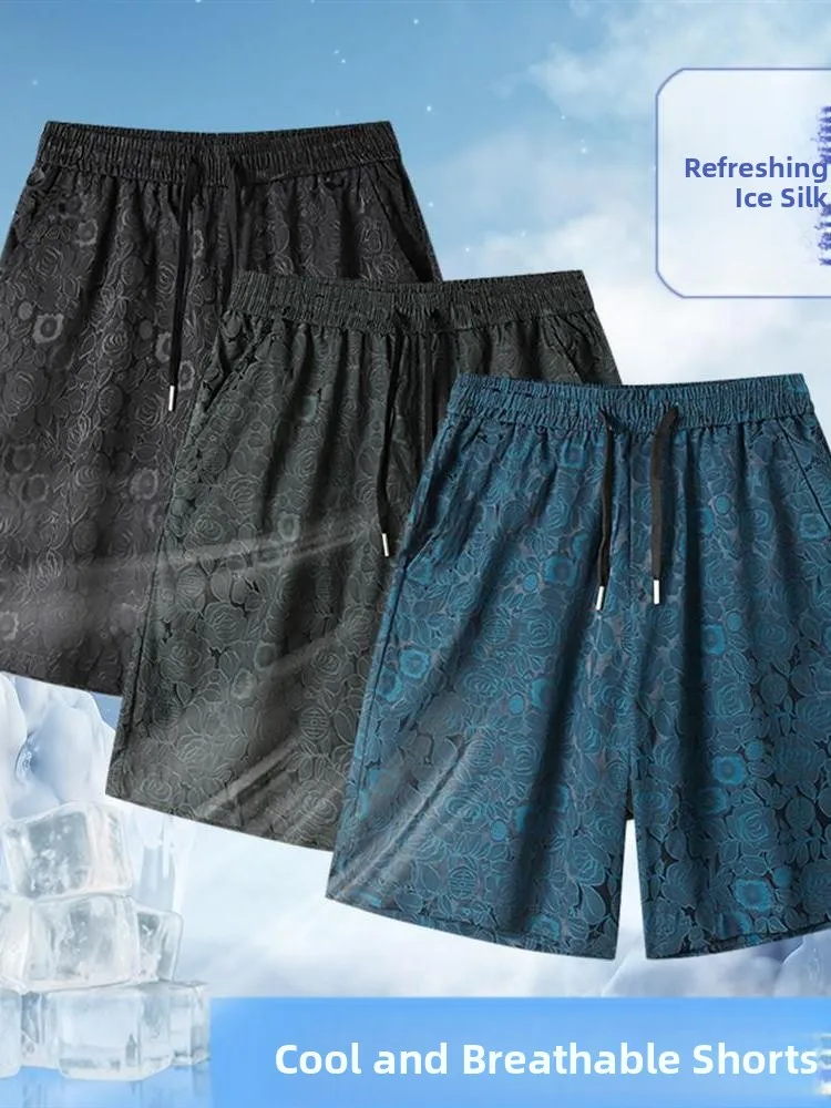 

Спортивные лыжи из ледяного шелка, мужские летние тонкие брюки Qui Dry, повседневные свободные эластичные пляжные брюки пять четвертей, молодежные активные прямые брюки...