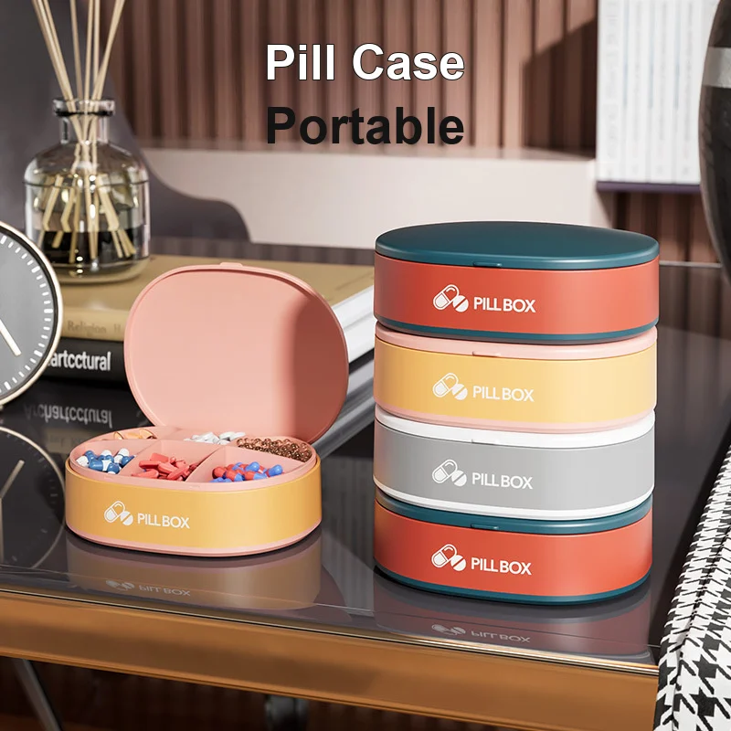 Mini Portable 7 Day Pill Box, Morning Noon Evening Compartments, Sealed Moisture-Proof Medicine Sorting Storage Case