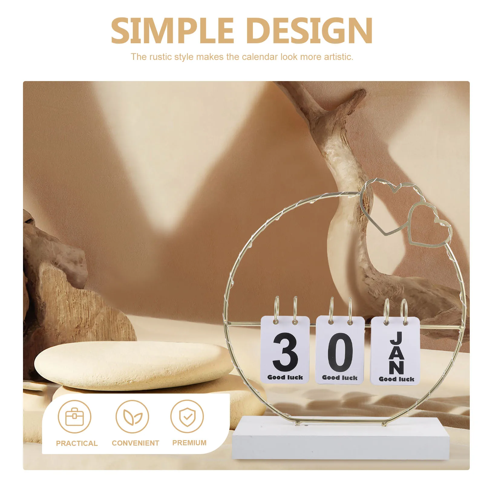 

Ornaments Vintage Decor Flip Reusable Perpetual Desk Cute Calendars Wood Tabletop Large Office