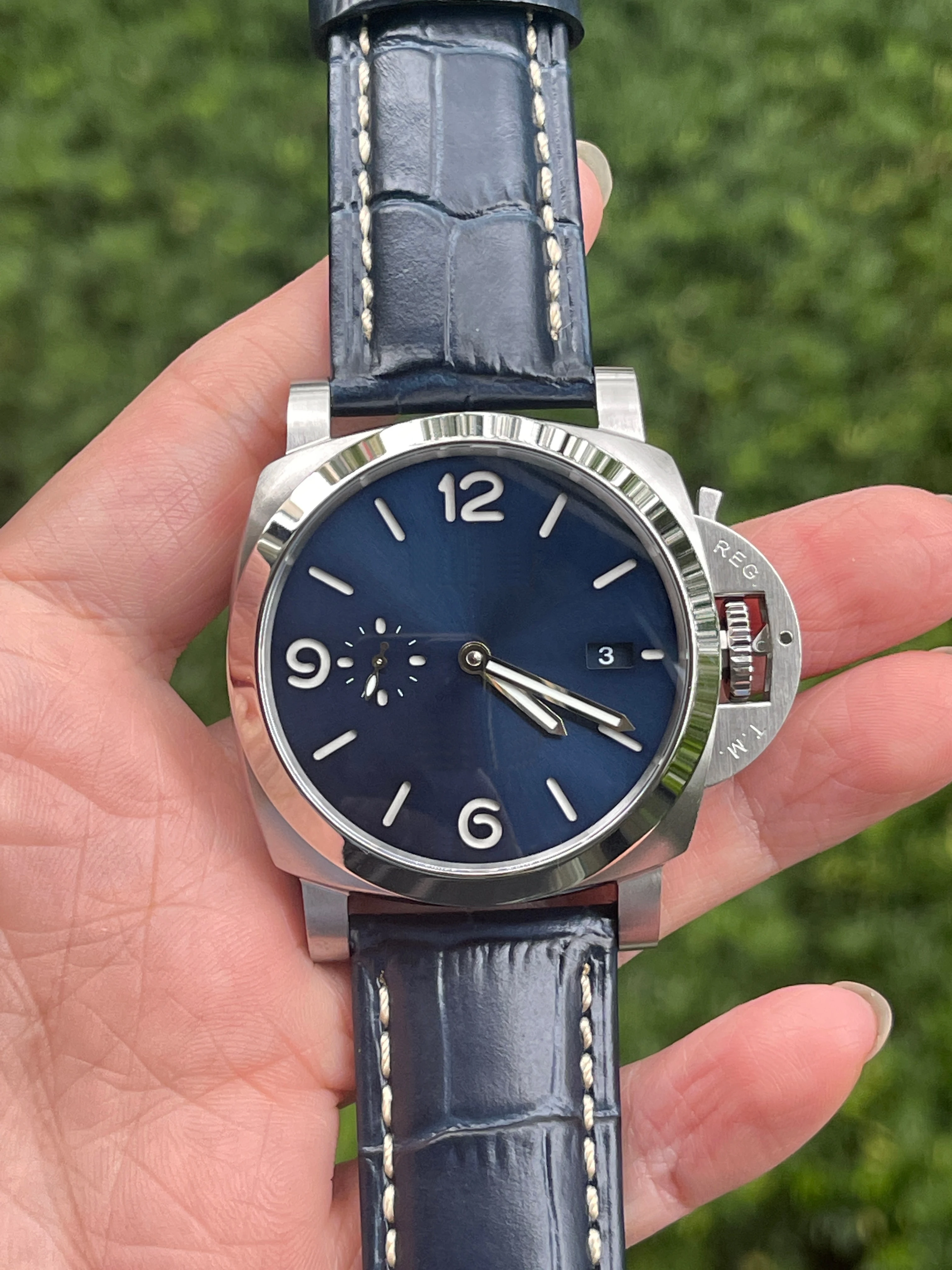 أفضل جودة pam 312 968 1518 1676 1467 p9000 التلقائي الميكانيكية ألياف الكربون البرونزية 44/42/47 مللي متر رجل ساعة رجالي رجل