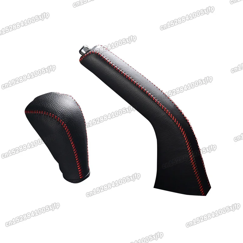 leather car handbrake gear shift knob cover for mitsubishi rvr outlander sport  2013 2014 2015 2016 2017 2018 2019 2020 2021
