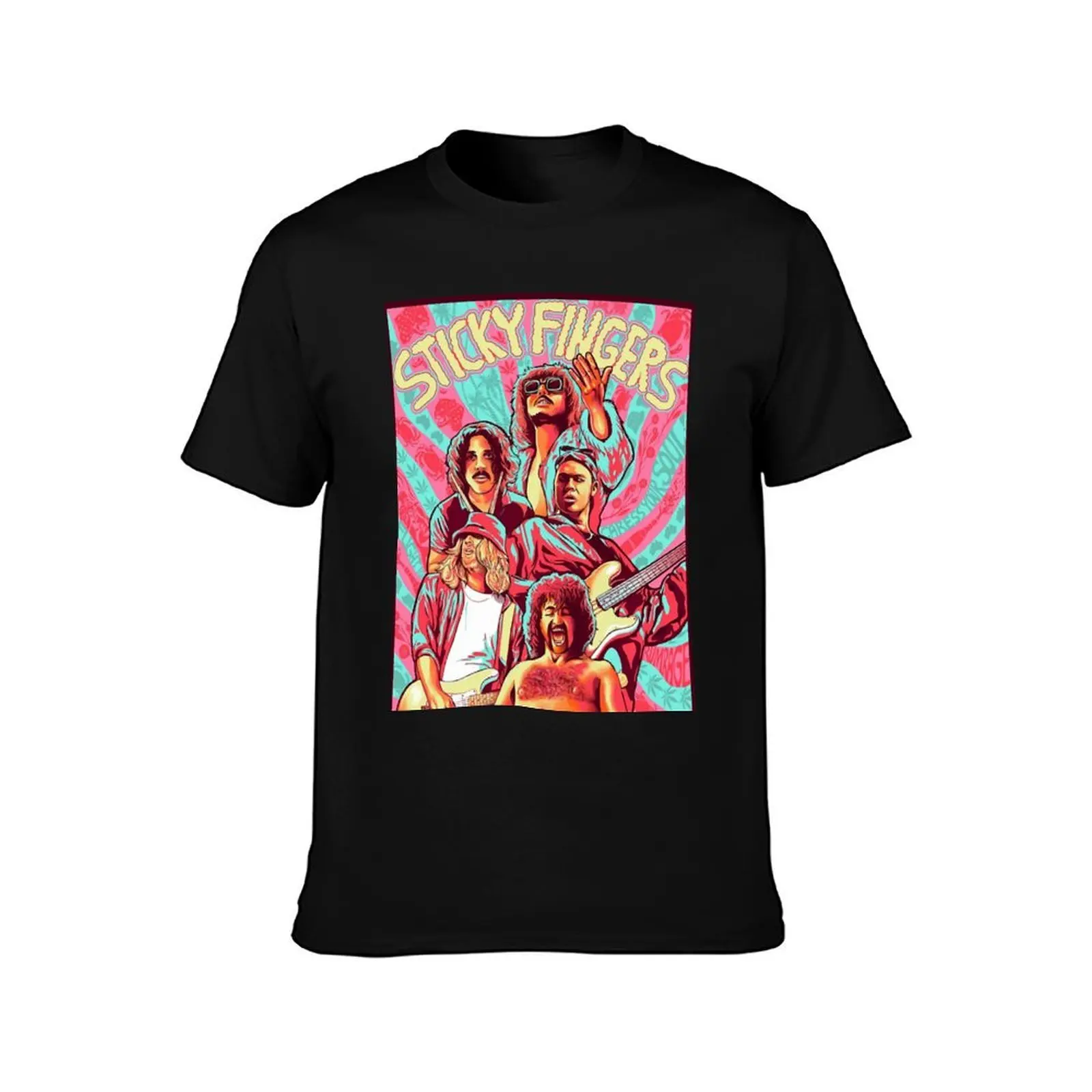 Sticky Fingers T-Shirt, Summer Casual Cotton Tee, Oversized Streetwear Tops, Vintage Graphic Print, Loose Fit Short Sleeve