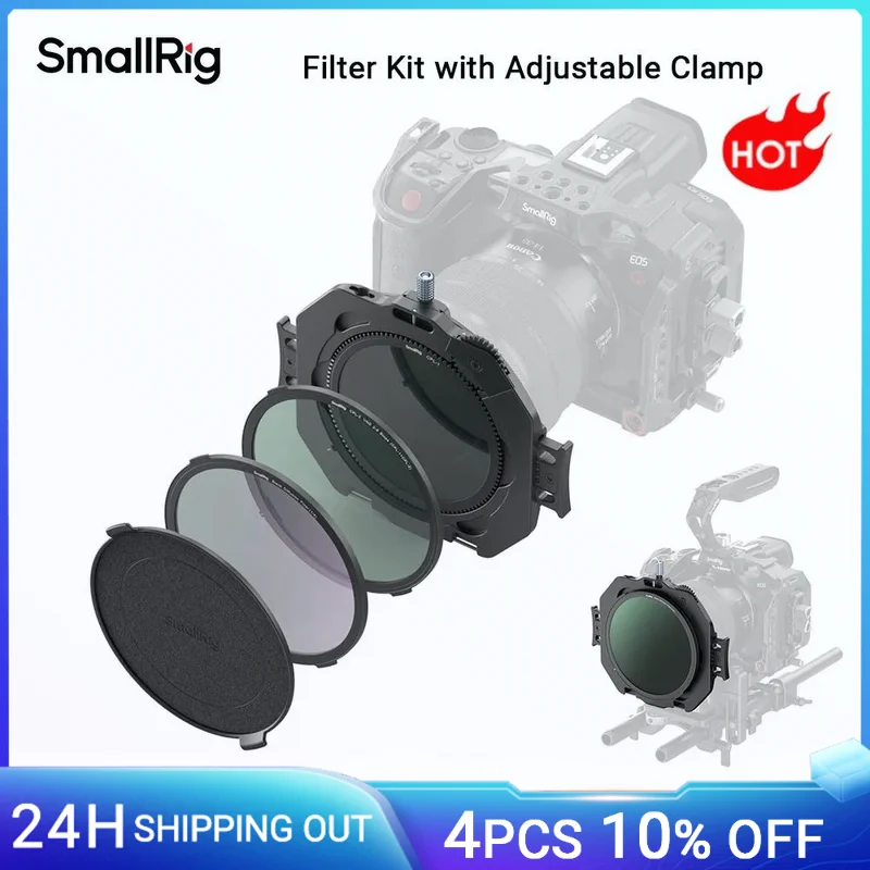 SmallRig Filter Kit with Adjustable Clamp from 67mm-82mm, w CPL,VND,Black Diffusion 1/4 Filters for DSLR Mirrorless Cameras 4412