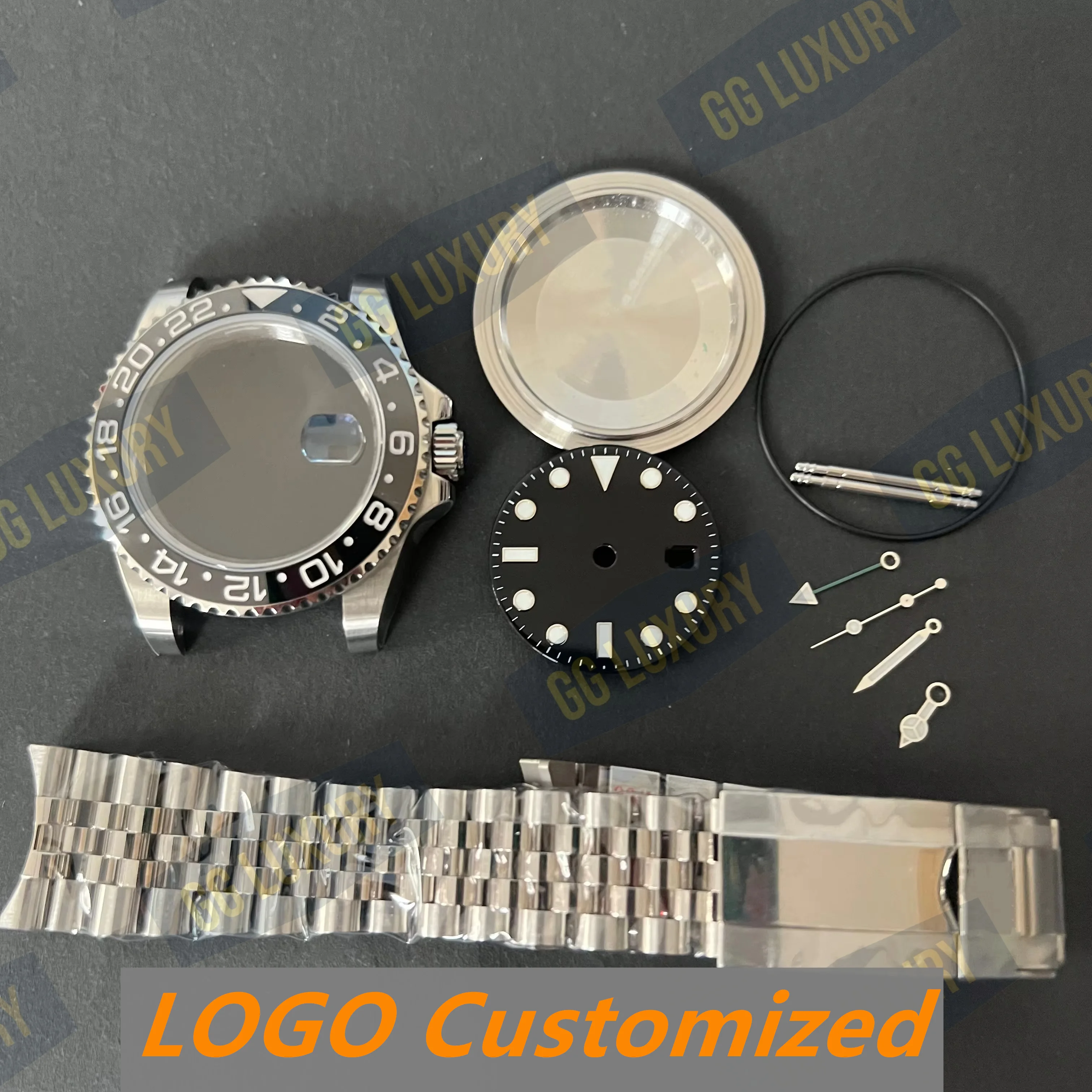 GG-Luxury VS/Arf Factory Watch مجموعة حافظة لحركة ETA 3285 GMT حافظة من الفولاذ المقاوم للصدأ أيدي الياقوت الأزرق المضيء