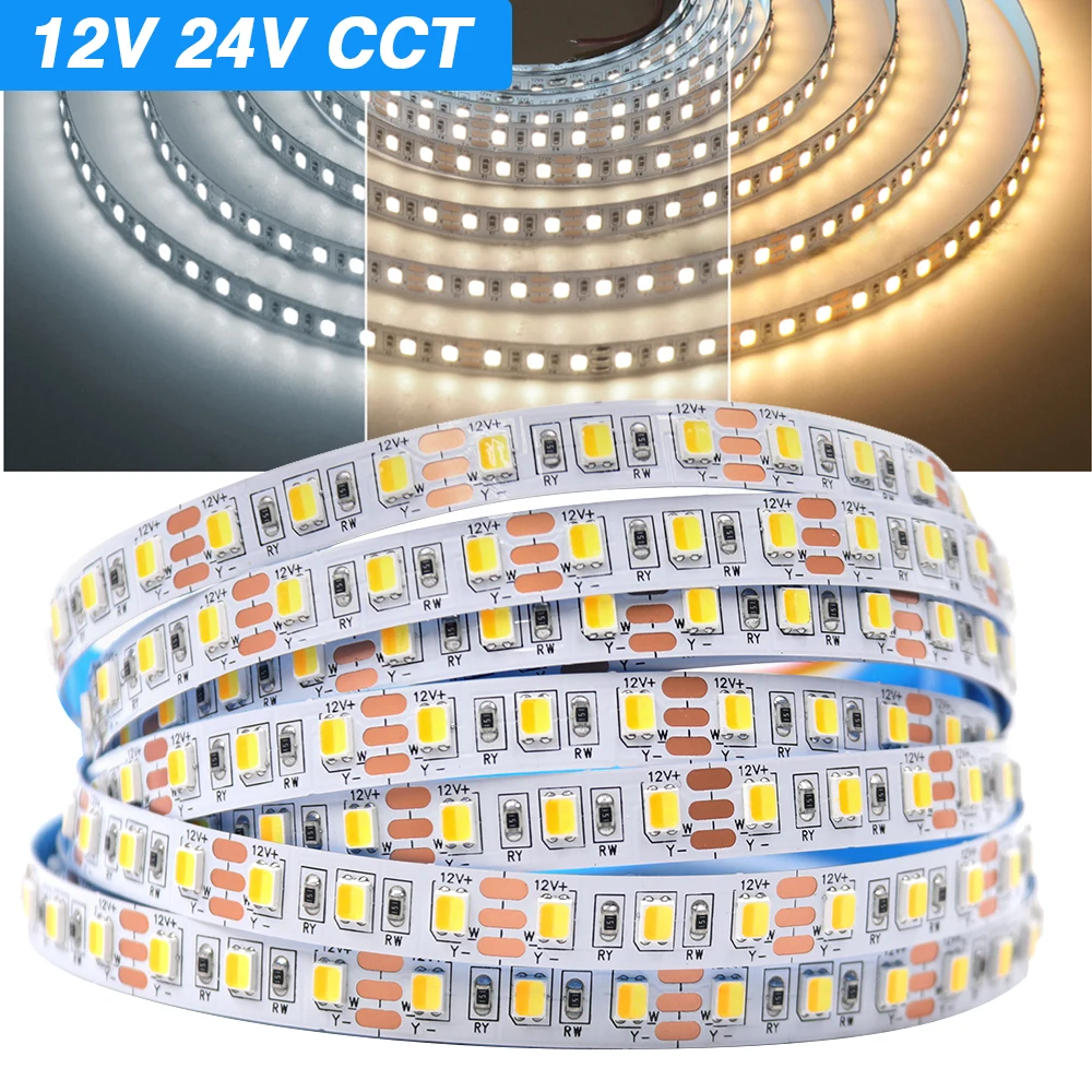 5M/rolka DC 12V 24V CCT taśma LED 120 diod SMD 2835 elastyczna taśma wstążkowa lampa sznur oświetleniowy do wystroju domu