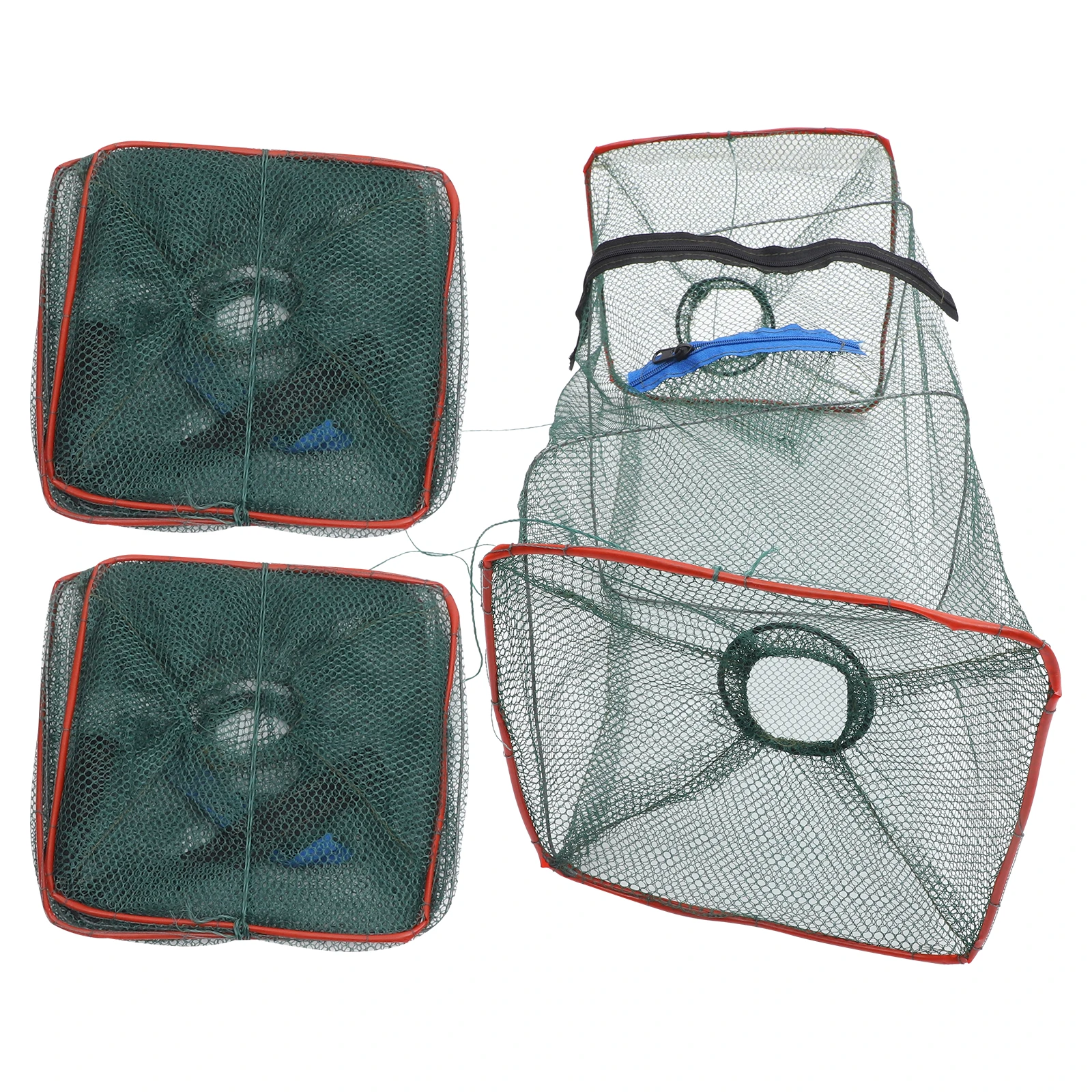

3pcs Foldable Fishing Net for Lobster Crab Shrimp 50x20x20cm Nylon Trap Portable Crawfish Catcher Durable