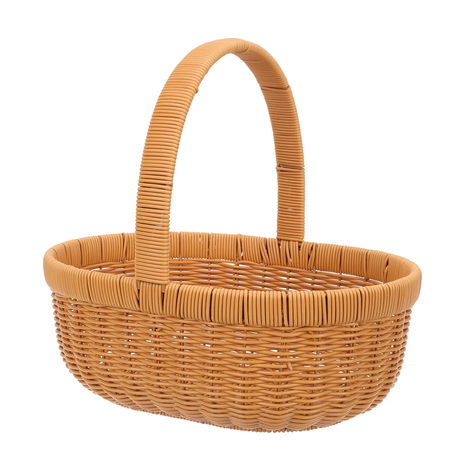 

Plastic Imitation Rattan Handheld Basket Outdoor Picnic Storage Basket Multipurpose Food Container Camping Accessories Cooking