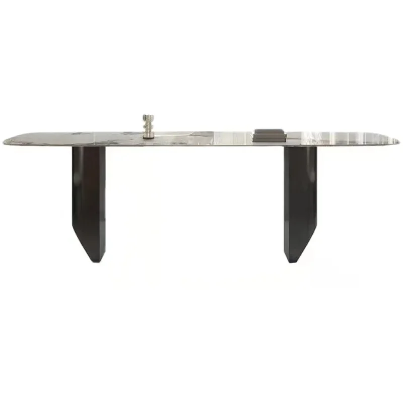 

Bright rock slab, Italian rock slab dining table, high-end dining table rectangle, light luxury dining table