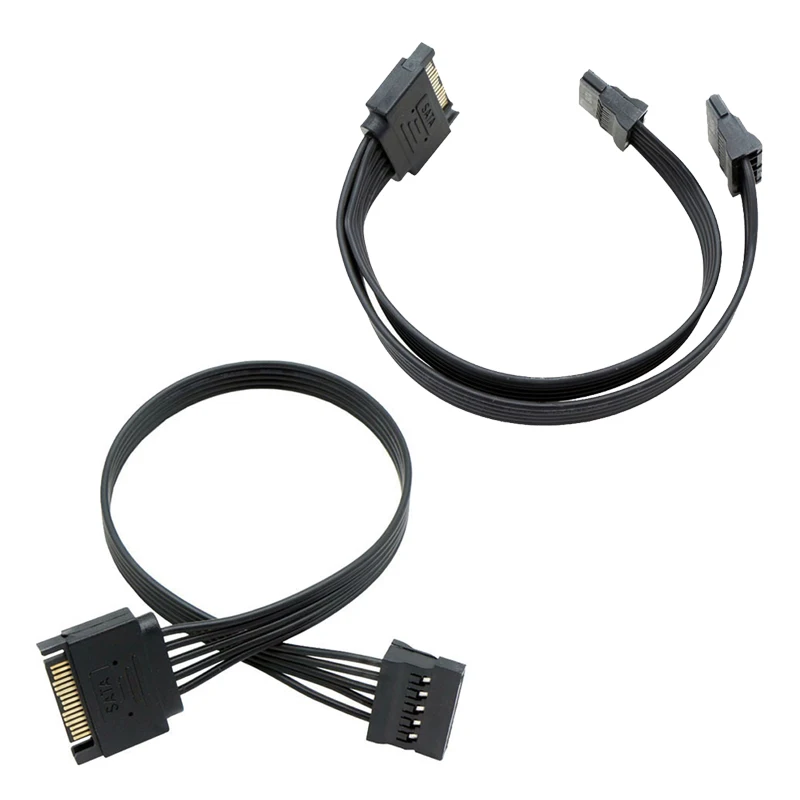 1PCS 20/30CM SATA 15Pin Male to Female Power Extension Cable HDD SSD Power Supply Cable SATA Power Cable for PC 1 to 2