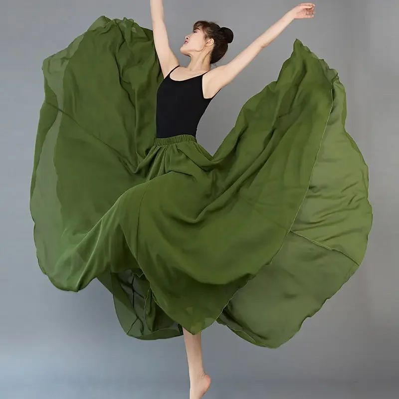 360/540/720 درجة تنورة شيفون الباليه الرقص الشرقي النساء الغجر التنانير الطويلة راقصة ممارسة ارتداء تنورة رقص متنوعة 2023 جديد