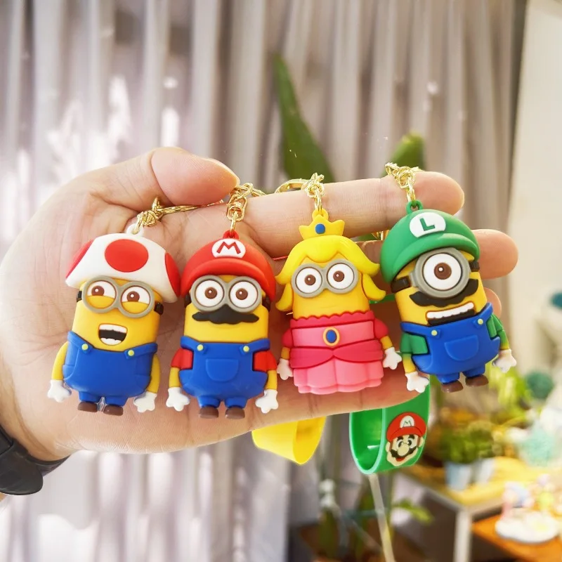 Cartoon Super Mario Bros Keychain Amine Figure Car Decoration Pendant Key Bag Decoration Collection Kids Toys Birthday Gift