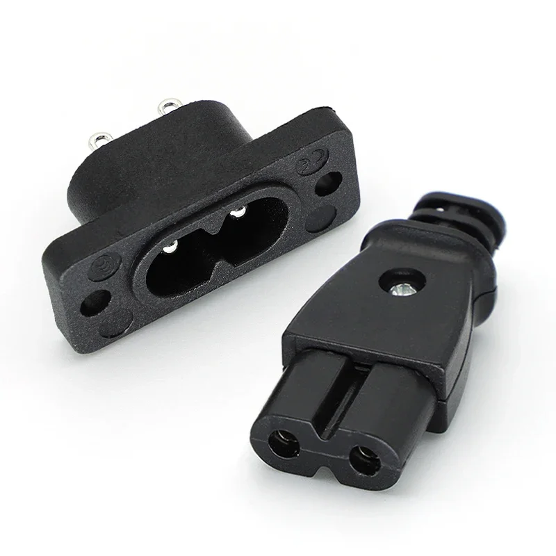 1 Pair C8 Male Power Socket C7 Female Plug Power Outlet Embedded Electric Connector AC 2.5A 250V 8-Shaped Plug Socket