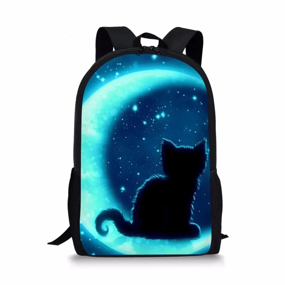 Mochila escolar con estampado 3D de gato para niños y niñas, morral escolar para adolescentes, bolsa de libros de viaje