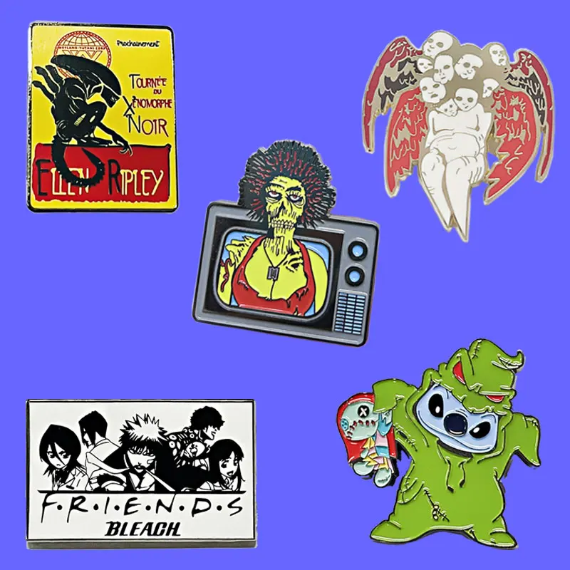 Vintage Era Evil Angel Horror Zombie Movie Badge Cartoon Metal Brooch Hoodie Backpack Lapel Pin Accessories  Halloween Gift