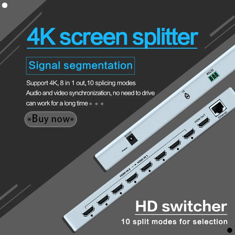 

Hdmi мультипросмотр 4k 8 в 1 выход бесшовный переключатель четырехъядерный HDMI мультипросмотр изображения разделитель экрана 8-канальный дисплей со штативом RJ45