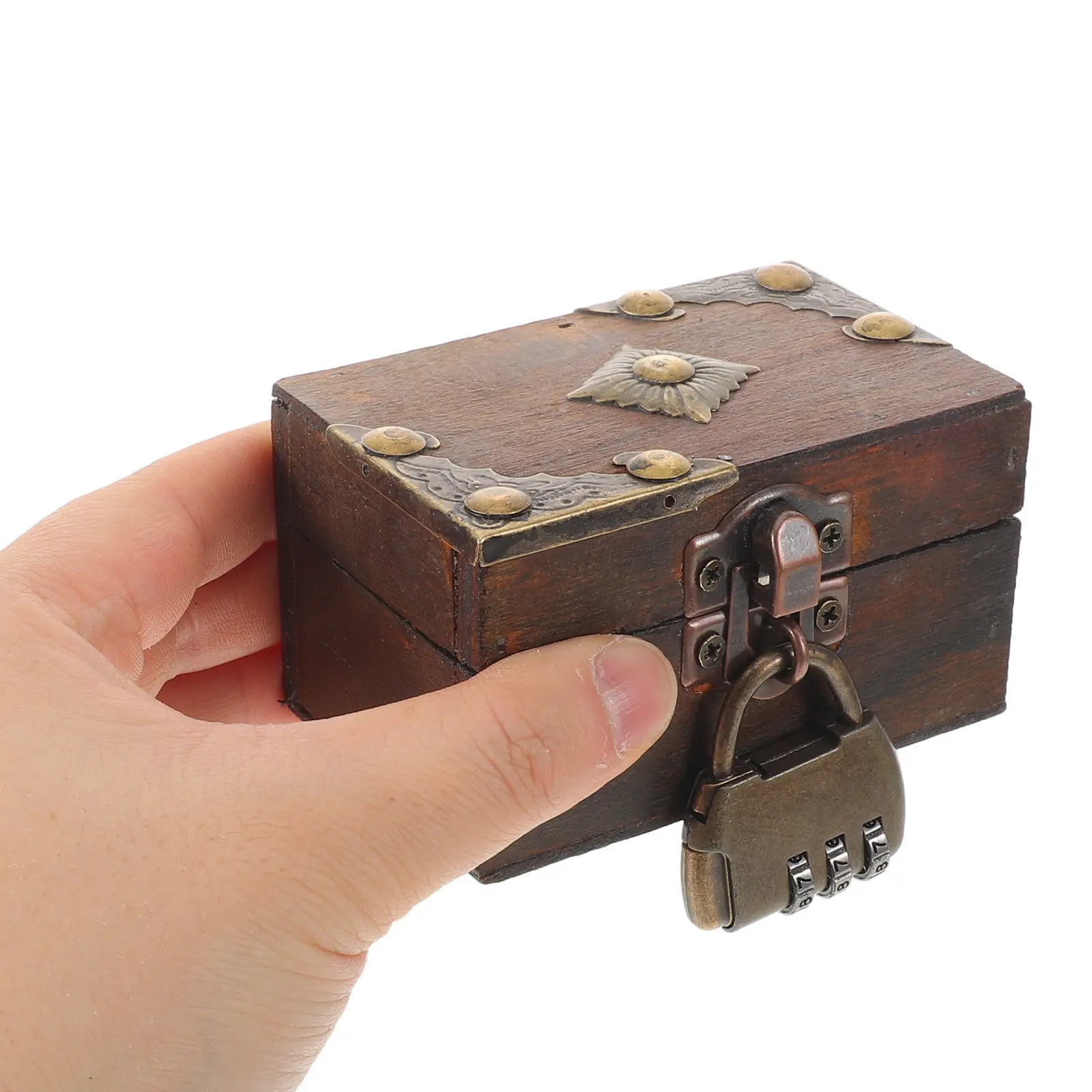 

Wooden Jewelry Box with Lock - Vintage Style Solid Wood Storage Box - Desktop Organizer for Women - Classic Chinese Design