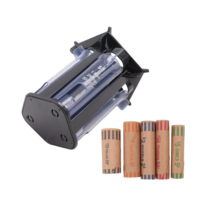 BAAJ-Coin Sorter Tube Coin Counter With Coin Wrappers,5-IN-1 Change Sorter Change Counter Machine, Coin Organizer Coin Holder