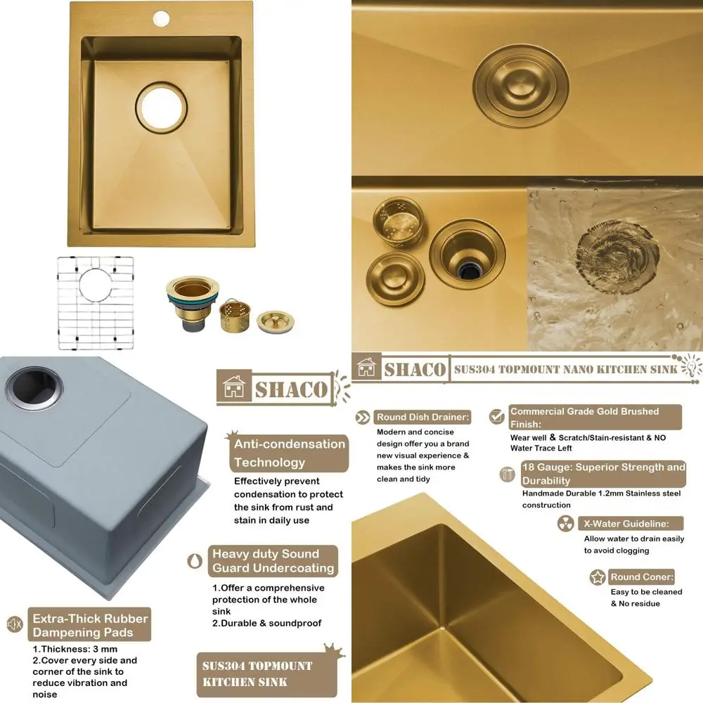 

15x20 Inch Stainless Steel Drop-In Kitchen Sink with Single Basin, Dish Grid & Drain for RV, Laundry, or Small Kitchen