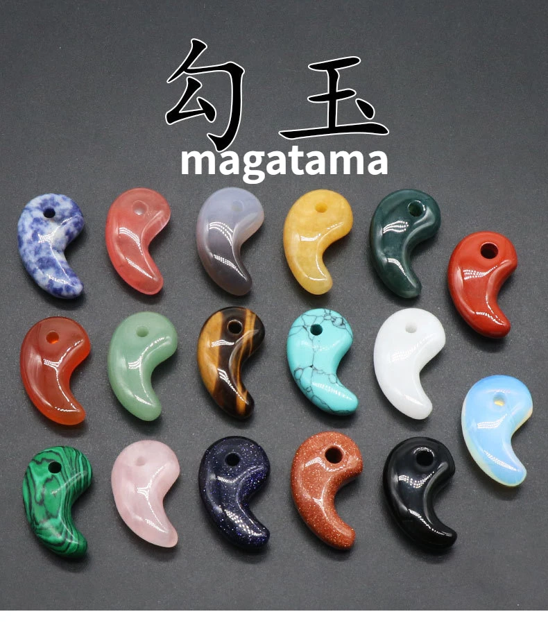 16mmx30mmx3mm Natural Semi-precious Stone Magatama Pendant Anime Division Around Tiangouzimu Wine Swallow Evil Knife Cartoon