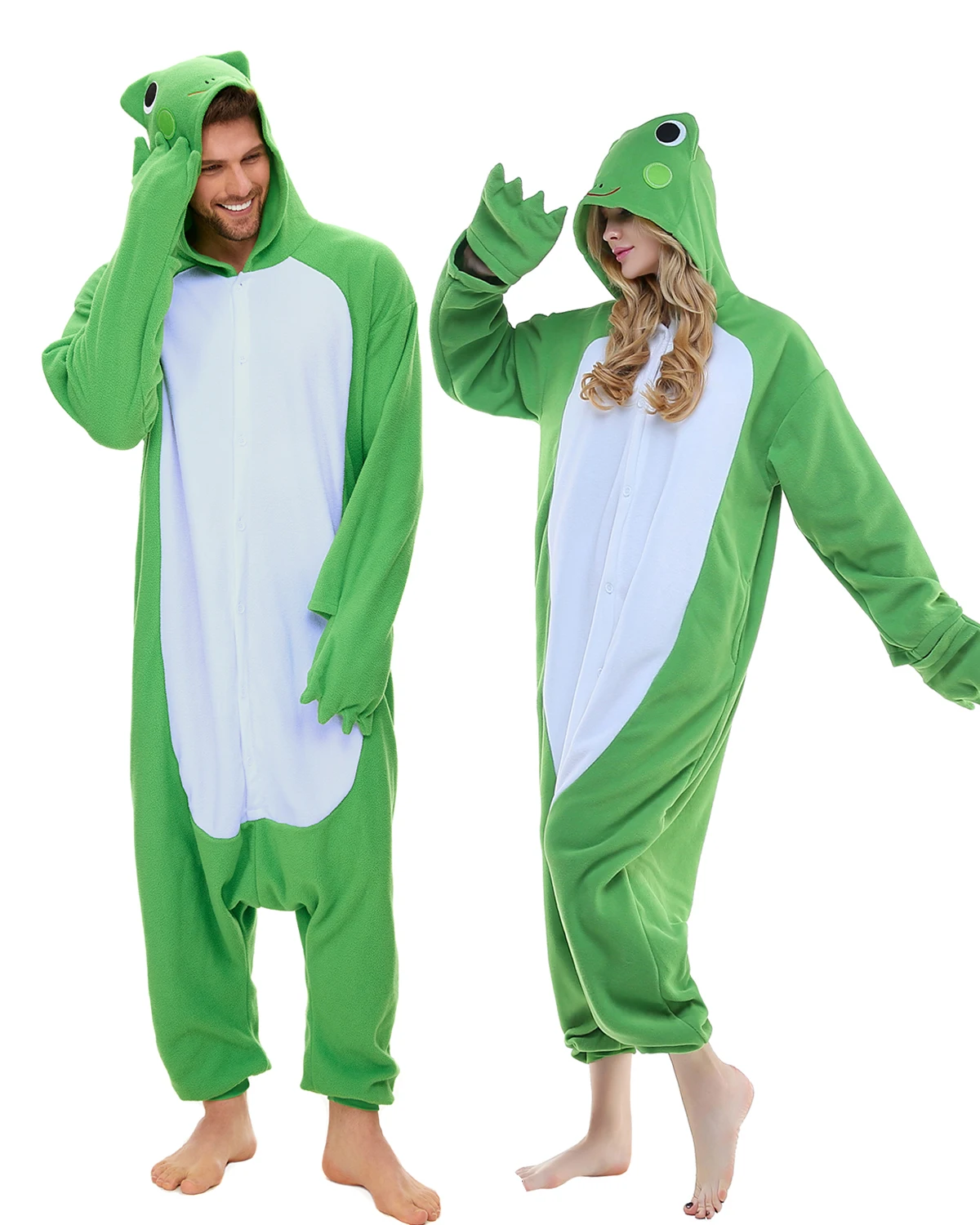 

CANASOUR Frog One-Piece Pajama Adults Men and Women Onesie Soft Hooded Sleepwear Halloween Cosplay Costumes Jumpsuit Pyjamas