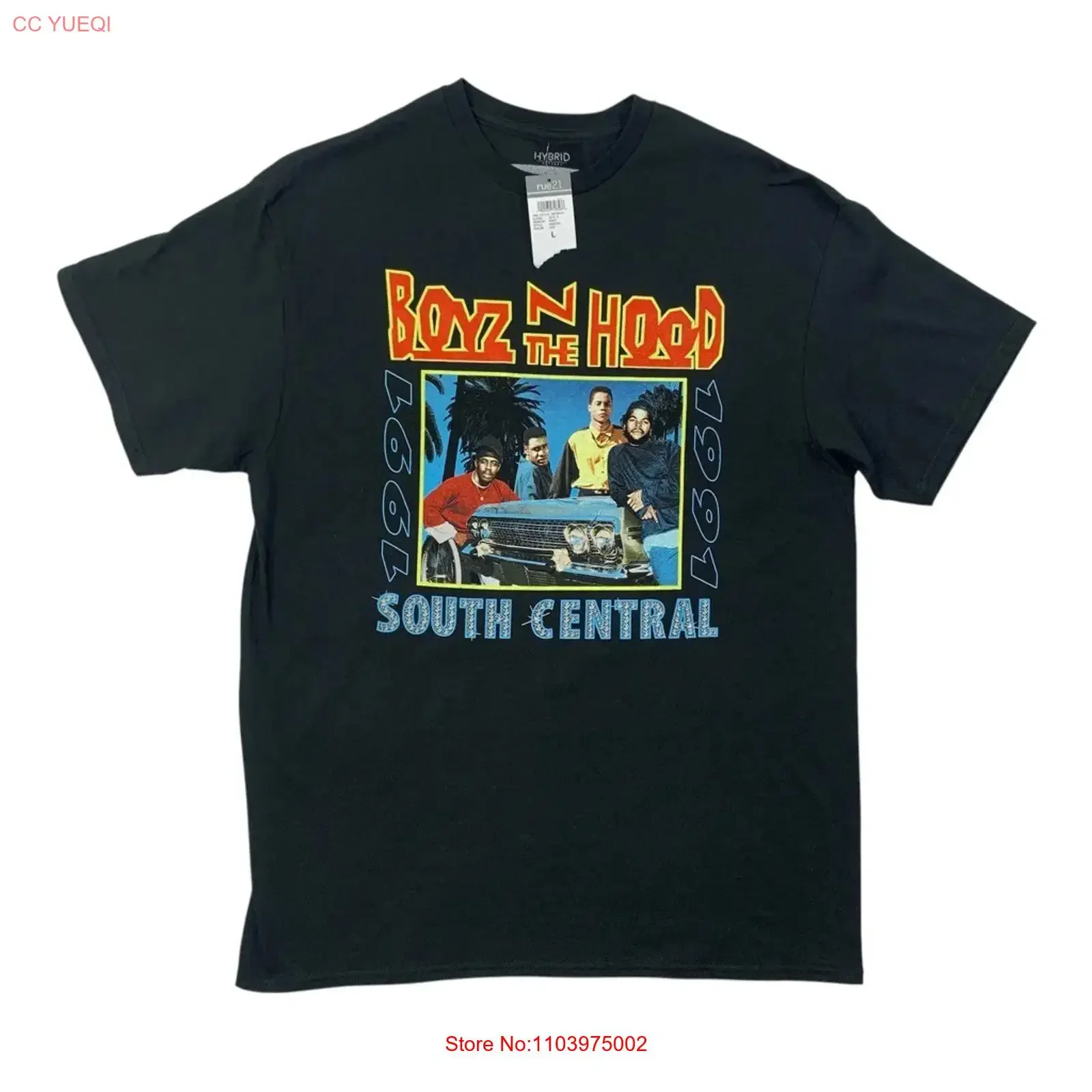 Camiseta Boyz N The Hood para hombre, talla L, grande, negra, 1991, película South Central, Rue21, vintage, lavada, unisex, con gráfico de moda, cómoda