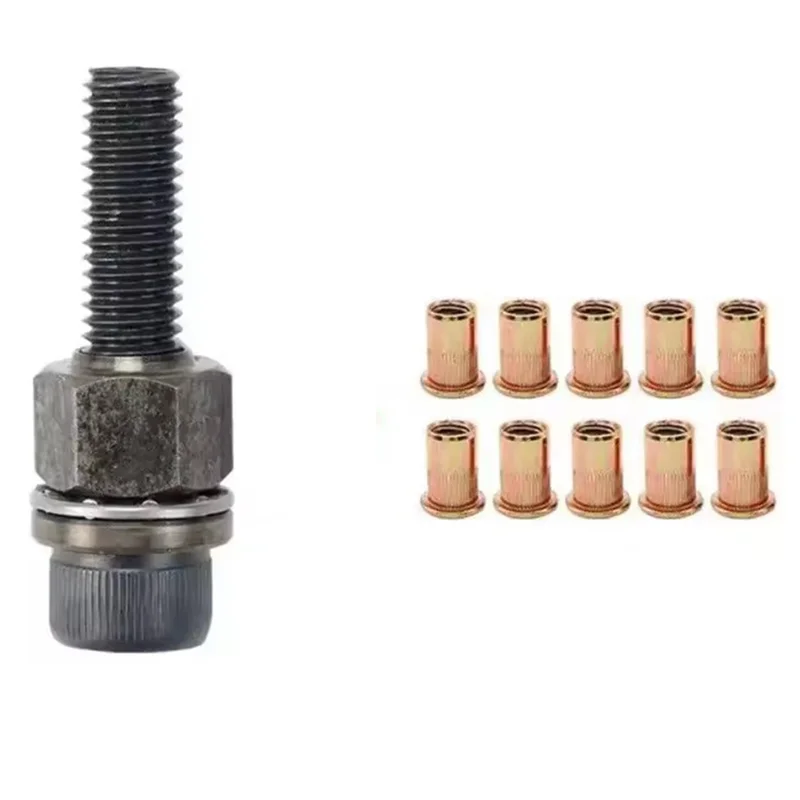 AB42-Manual Rivet Screw Riveter Rivet Nut Tool Adapter Metal License Plate Simple Installation 11Pcs