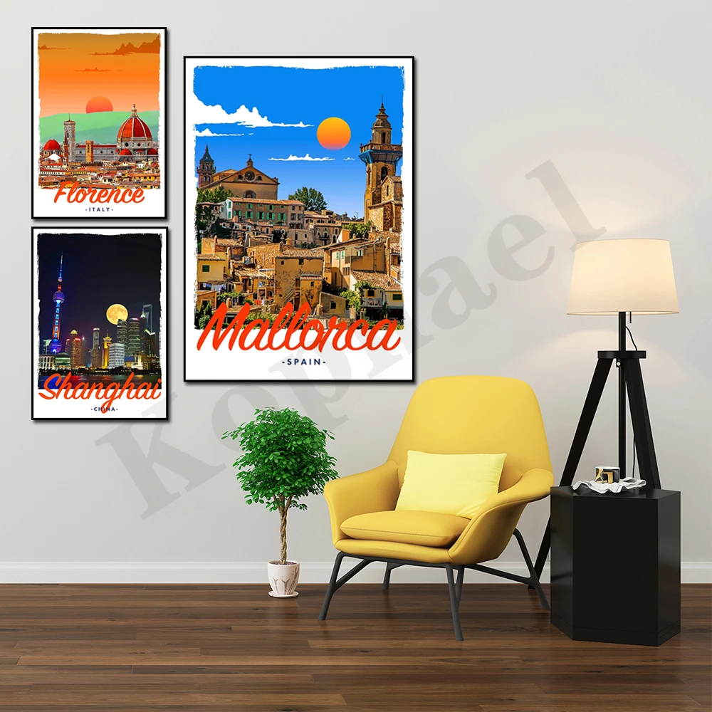 Bordeaux Havana Washington Florence Colombo Agum Bay Mallorca Lepi Sea Lisbon. City Travel Scenery. Home Decor Canvas Painting