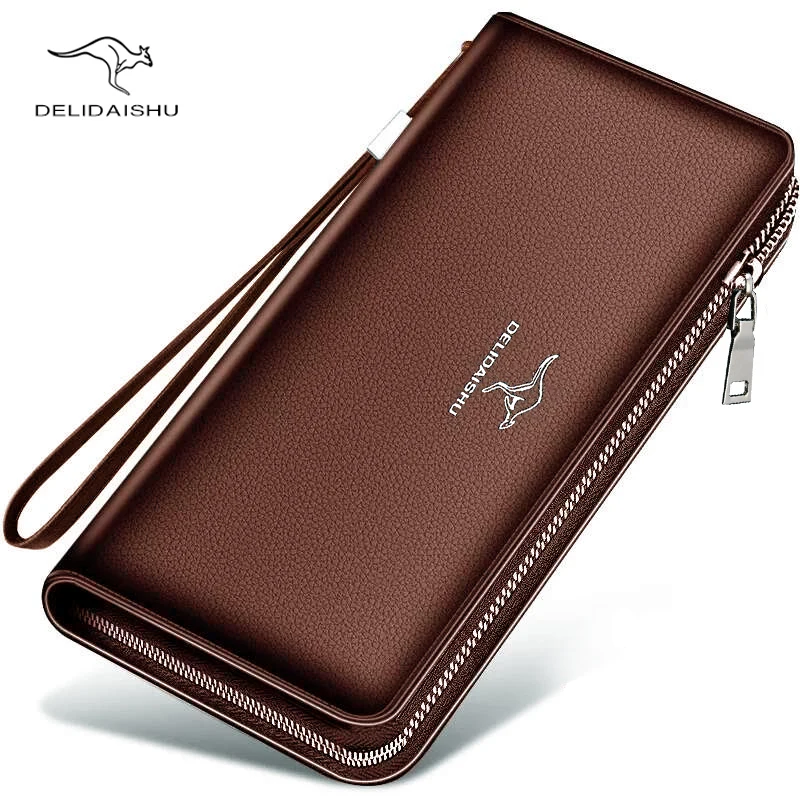 Large Capacity Business Men\'s Wallet Multiple Card Slots Mobile Phone Bag Male Long Purse Soft PU Leather Handheld Bag