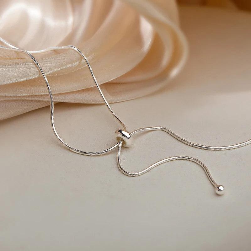 XIYANIKE Silver Color Snake Chain Necklace Female Clavicle Chain Adjustable Short Style Fashion Simple Party Decoration