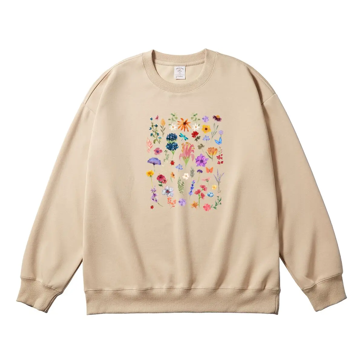 Oversized Women's Pullover Colorful Flower Graphic Woman Tops Female Sweatshirt Round Neck Long Sleeve Autumn Thick Clothes