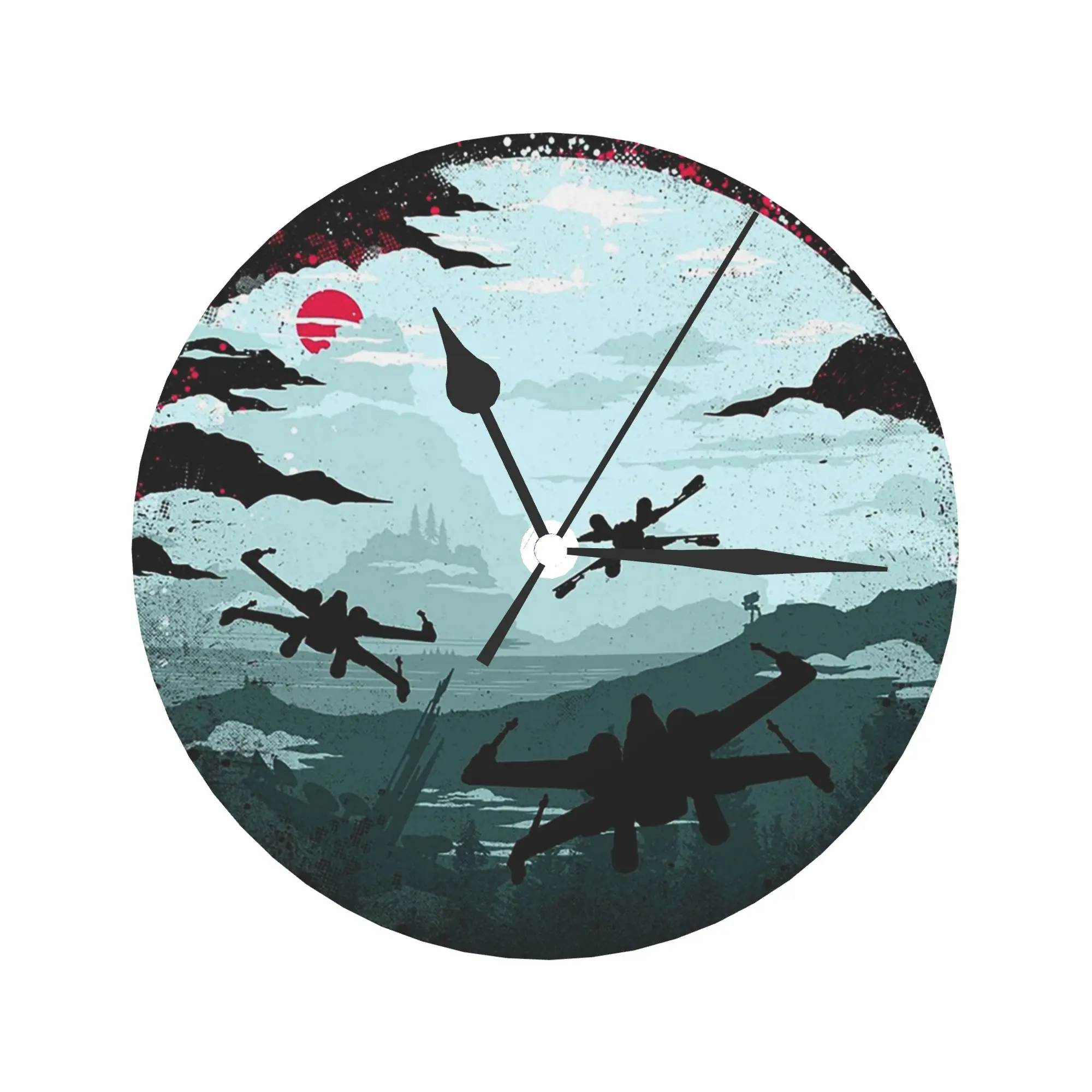 Rebel Fighters At Dawn Wall Clock Room Decoration Silent Round Clock for Bedroom Living Kitchen Home