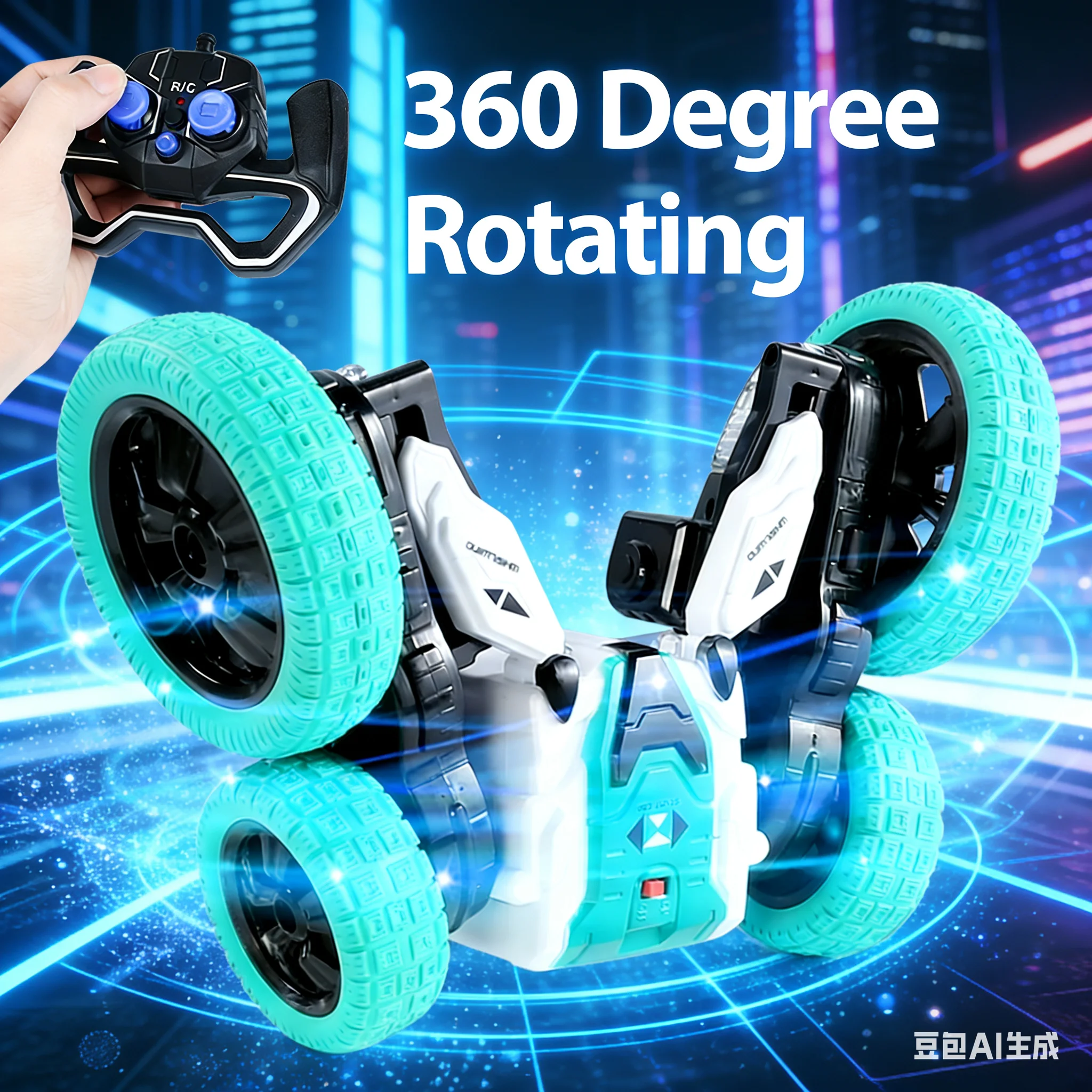 سيارة حيلة RC 2.4G - مركبة الانجراف الدلو ذات الدفع الرباعي: 360 درجة °   دوران، تقليب على الوجهين، لعبة سباق للأطفال عالية السرعة