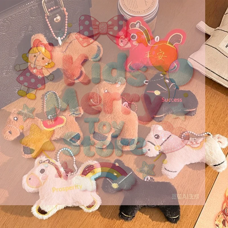 Mignon année du cheval poney mascotte en peluche poupée en peluche porte-clés pendentif sac suspendu nouvel an chinois bénédiction Souvenir cadeaux