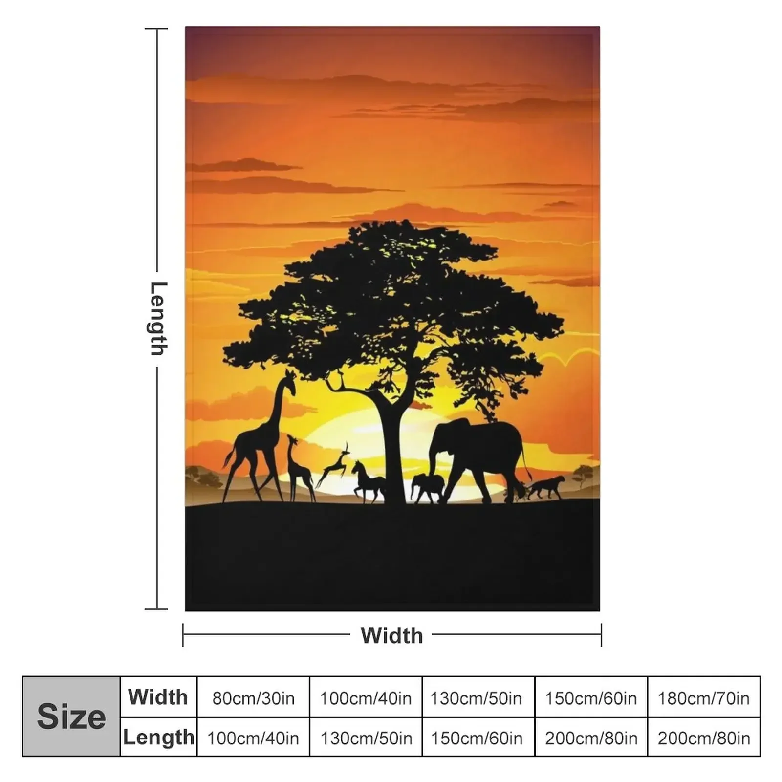 Wild Animals on African Savanna Sunset Throw Blanket Summer Plaid on the sofa Blankets