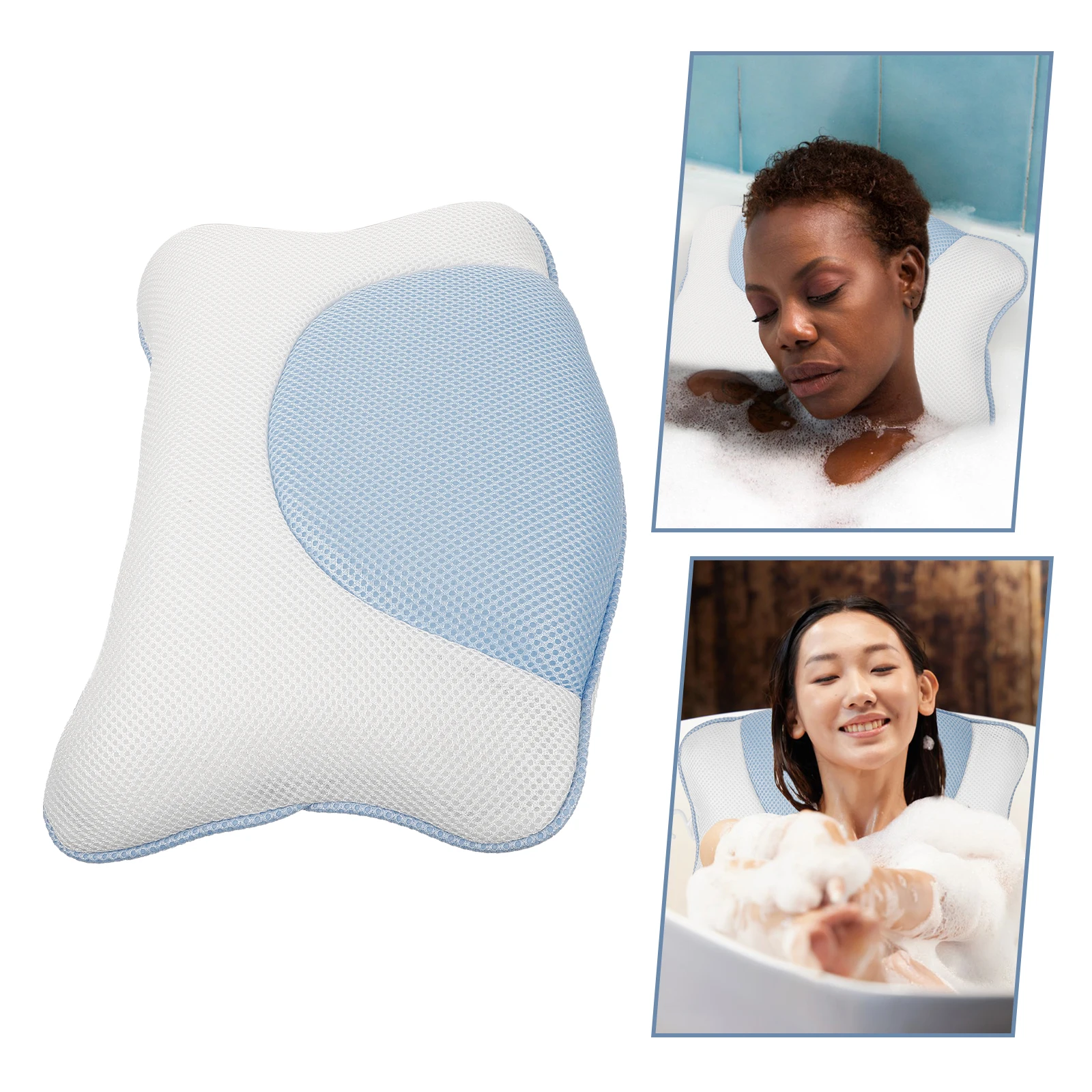 

Bath Cup Bath Tub Neck Pillow Ergonomic Head Bathing Travel Camping Blue Bathtub Head Pillow Star