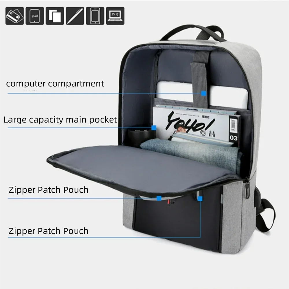 Waterproof Men's Business & School Backpack - 15.6 Inch Laptop Compartment, USB Port & Large Capacity