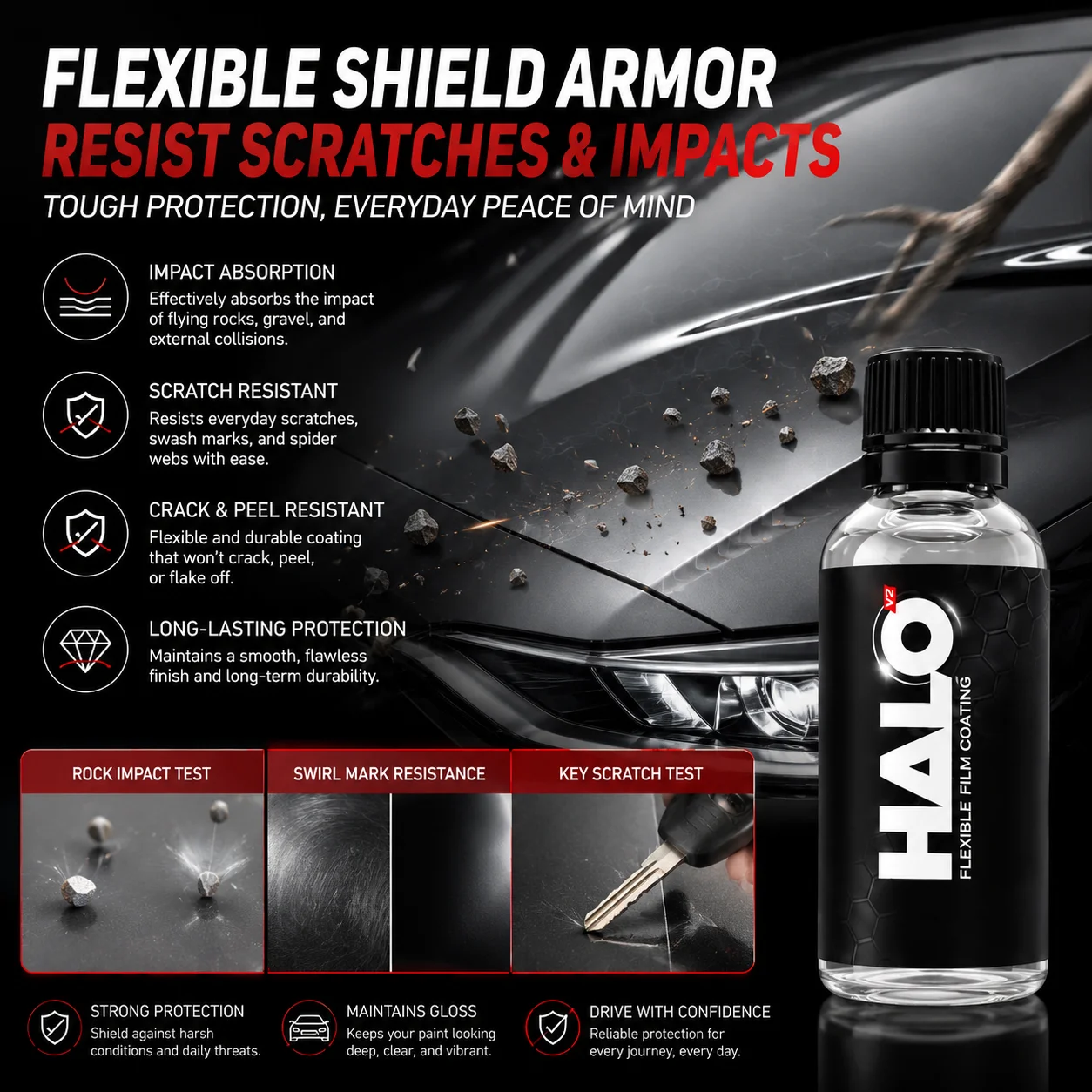 HALO V2 + Crystal Serum Light Car Coating Kit PPF Film & Paint Protection Hydrophobic High Gloss UV Chemical Resistant