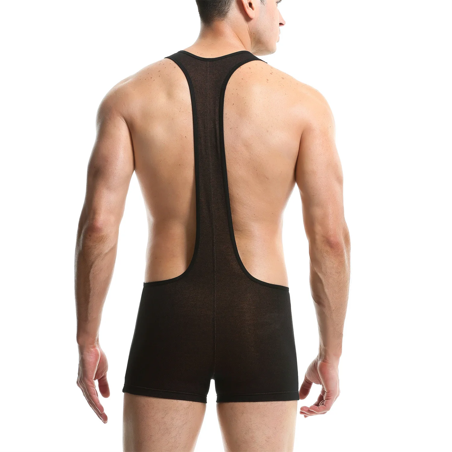 Mens Undershirts Faux Denim Bodysuits Boxers Penis Pouch Gay Jumpsuits Leotard Wrestling Singlet Fitness Breathable One-piece