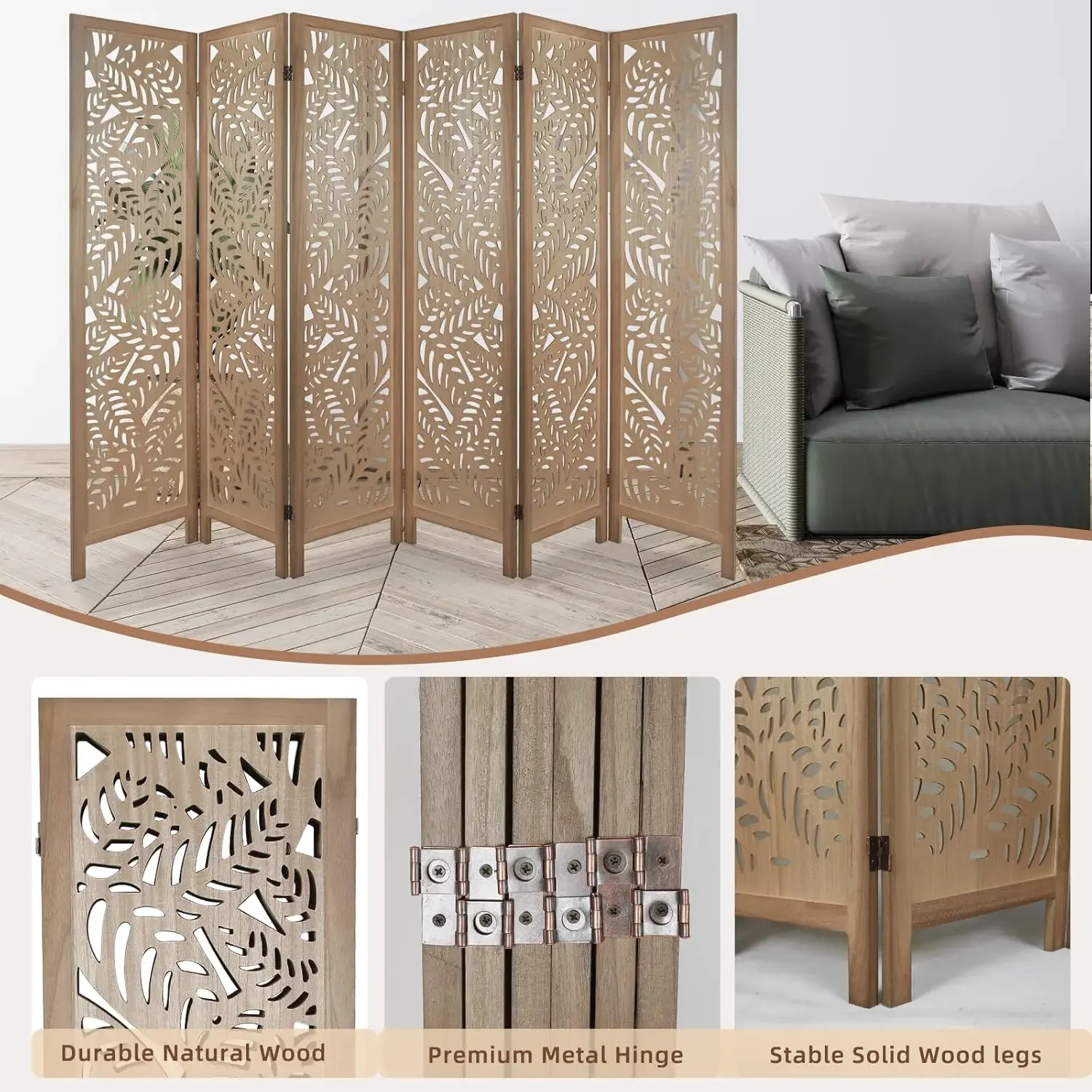 ตัวแบ่ง, ตัวแบ่งไม้ 6 แผง และหน้าจอความเป็นส่วนตัวแบบพับได้, ฉากกั้นห้องฉากกั้นแบบอิสระสําหรับ