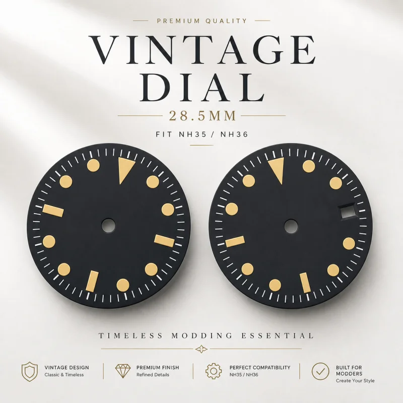 NH35 vintage dial and hands  28.5mm  with calendar suitable for NH34 NH35 NH36 automatic movement assembly watch C3 Luminous