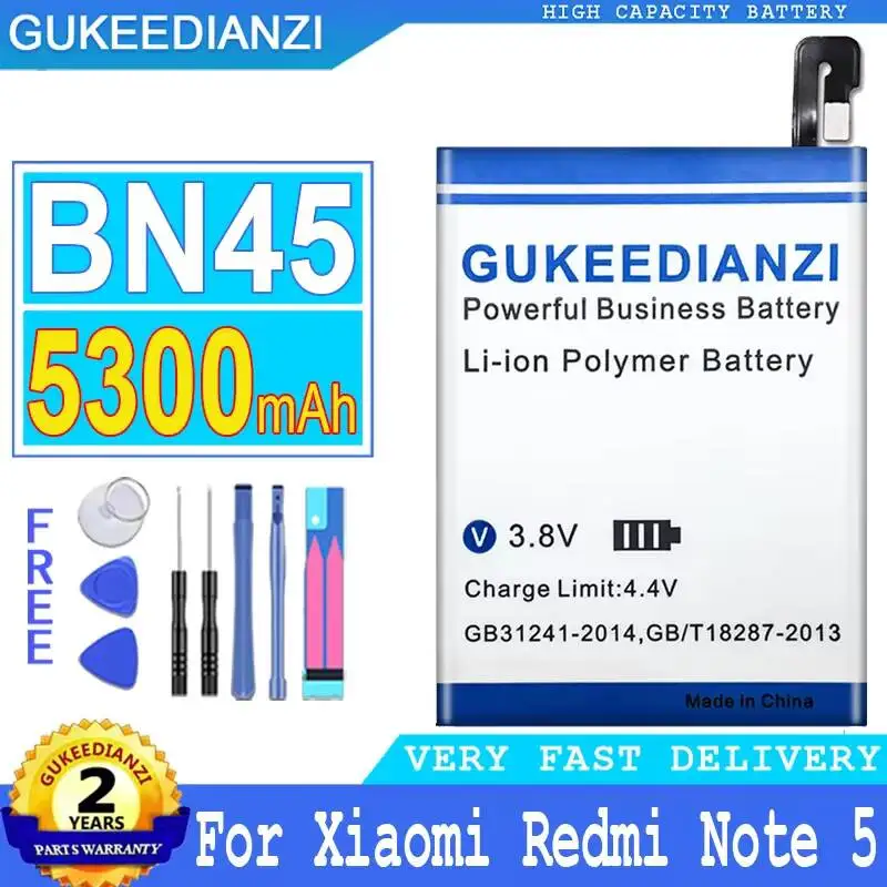 For Xiaomi Redmi Note 5 BN45 5300mAh Mobile Phone Battery Reliable Replacement