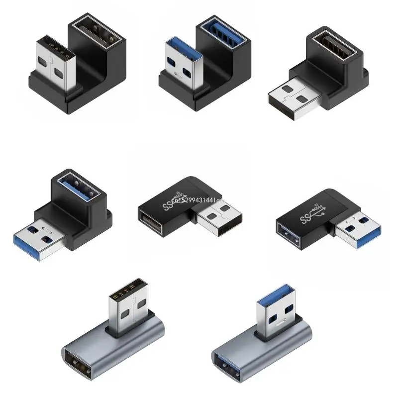 Adaptador USB macho a ángulo izquierdo 90 grados, adaptador codo USB 3,0 macho a 10Gbps para