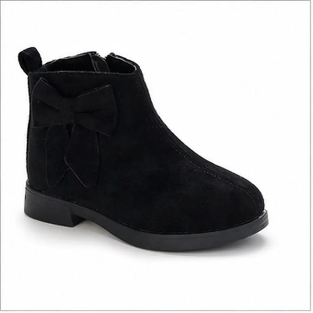 1Pair Girls Winter Ankle Boots Bow Knot Detail Premium Material Comfortable Fit Non Slip Bottom Kids Short Boots for Cold