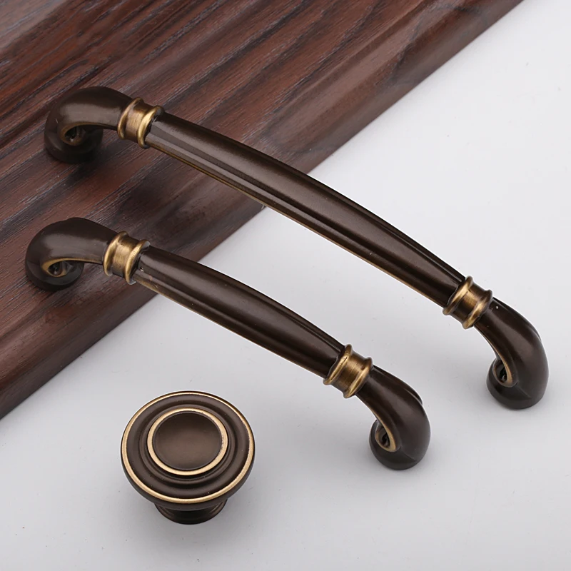 Stunning 10PCS Solid Brass European Antique Furniture Pulls Handles Drawer Knobs Cupboard Wardrobe Kitchen Shoe TV Cabinet Pulls
