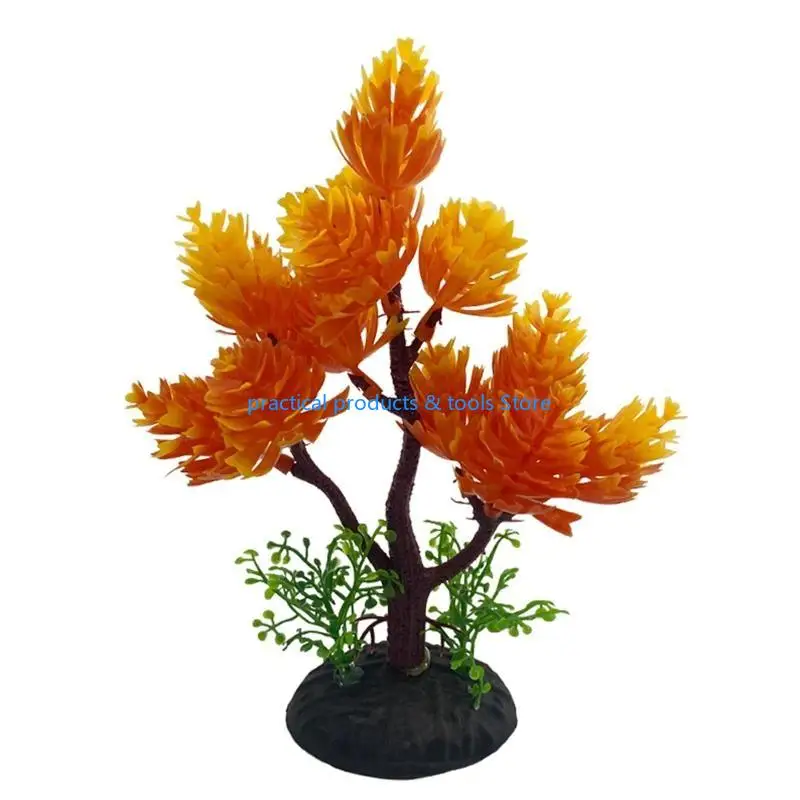 77JB Aquarium Plants Artificial Fish for Tank Decorations Plastic Aquatic Plants 15cm Height Underwater Realistic Small Trees