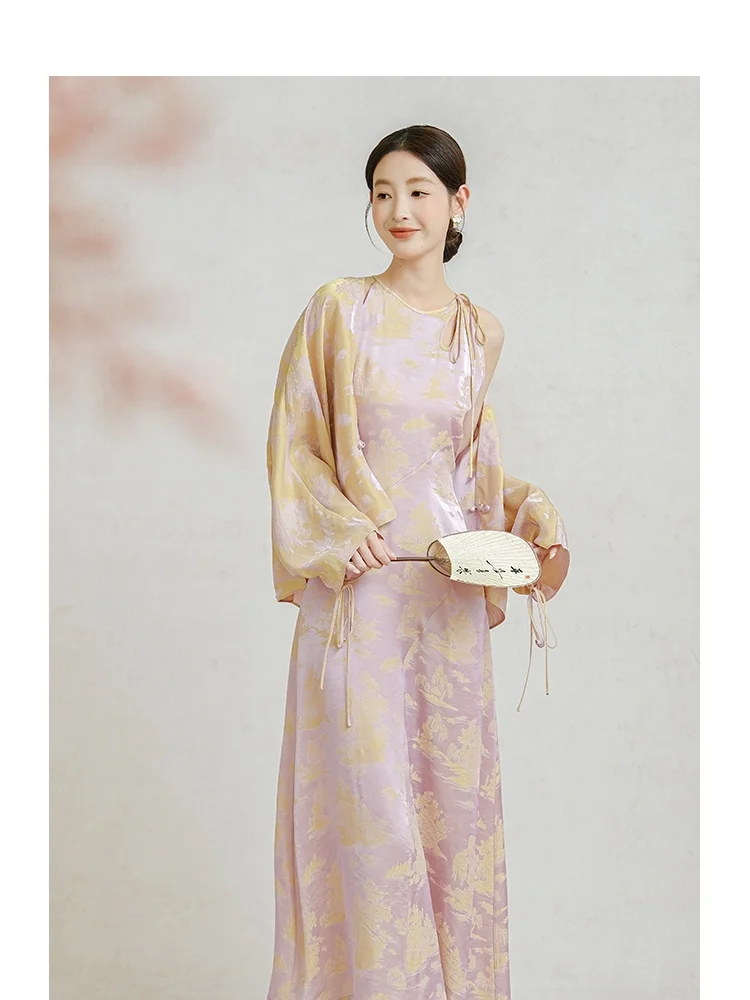 

Комплект одежды ibai в китайском стиле, элитный ленивый белый доктор с шилом, шелковая подвесная женская одежда с цветочной вышивкой