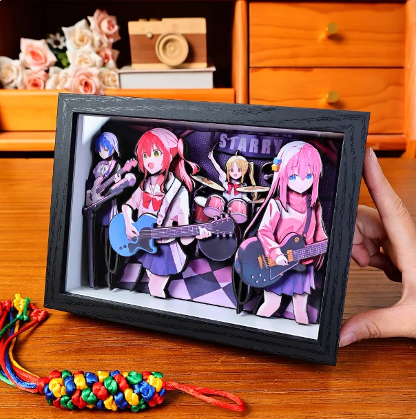 2025 BOCCHI THE ROCK Handmade 3D Art Painting Cartoon Gotoh Hitori Figure Desktop Ornament Fans Collect Gifts
