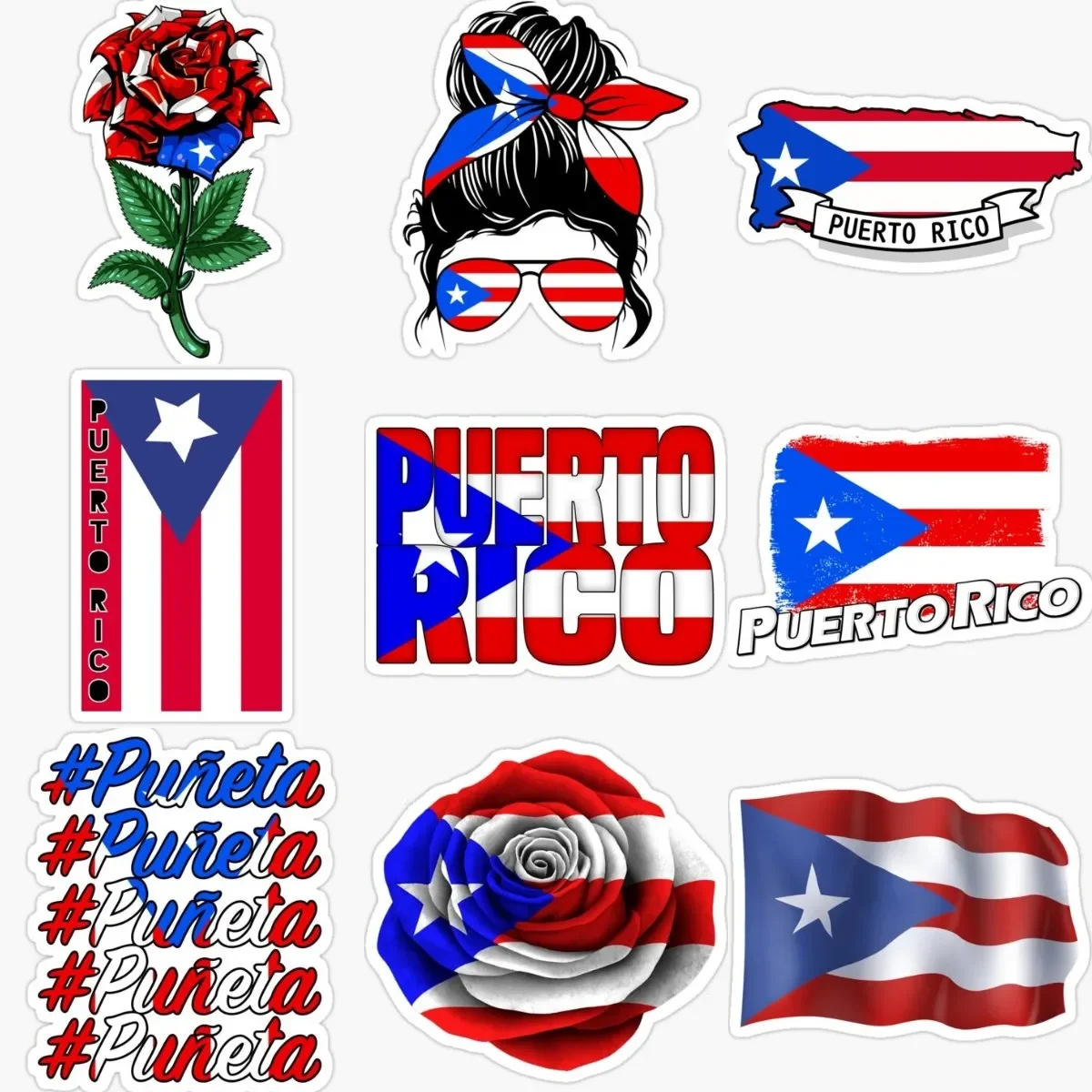 

Creative Puerto Rico PR Flag Emblem PVC Waterproof Stickers for Decorate Car Wall Table Room Van Bicycle Truck Camper Bumper